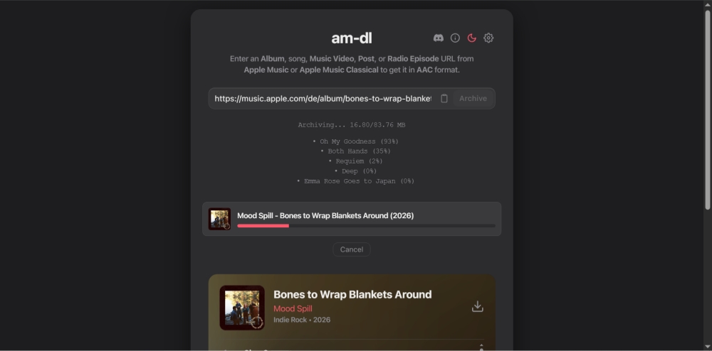 Playlist mit am-dl-Downloader erfolgreich erkennen