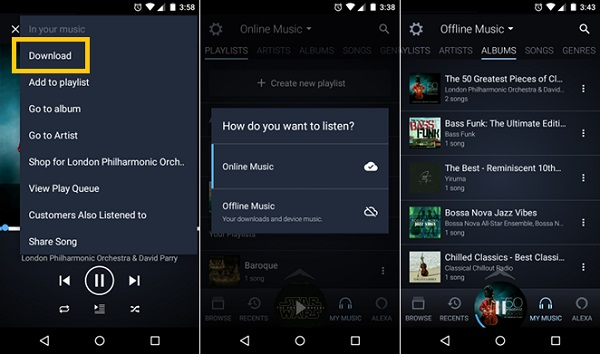 Amazon Music App heruntergeladene Titel