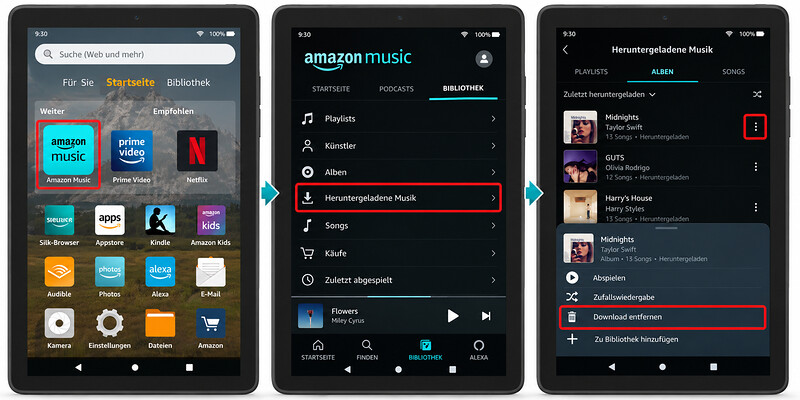 Amazon Music Downloads auf einem Fire Tablet löschen