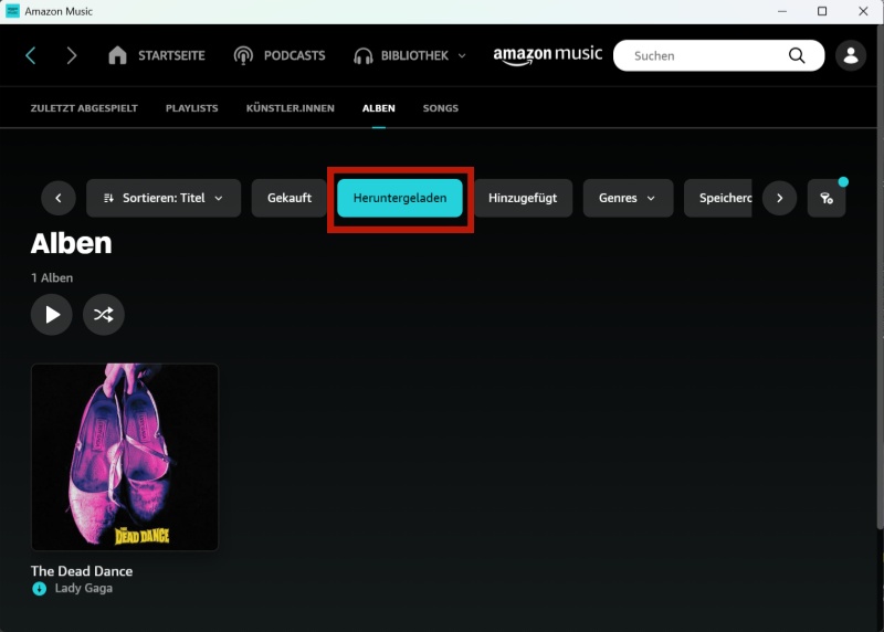 Amazon Music Downloads auf PC finden
