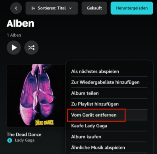 Amazon Music Downloads von Gerät entfernen