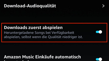 Amazon Music „Downloads zuerst abspielen“ aktivieren