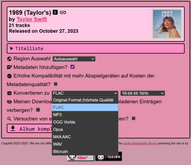 Amazon Music in Lucida als FLAC downloaden