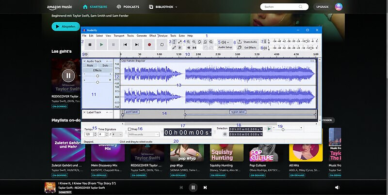 Amazon Music mit Audacity aufnehmen