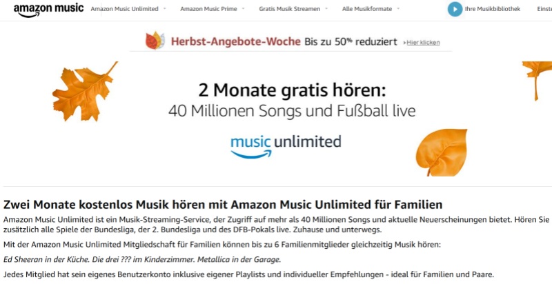 Amazon Music Unlimited 2 Monate kostenlos