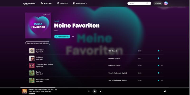 Amazon Music Webplayer in Chrome öffnen