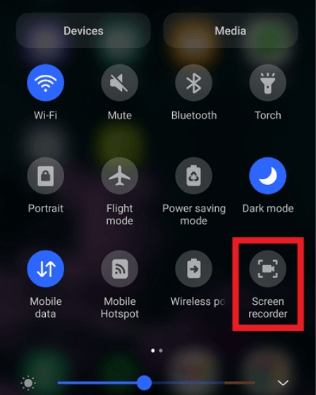 Android Schnelleinstellungen mit aktivierter Bildschirmaufnahme