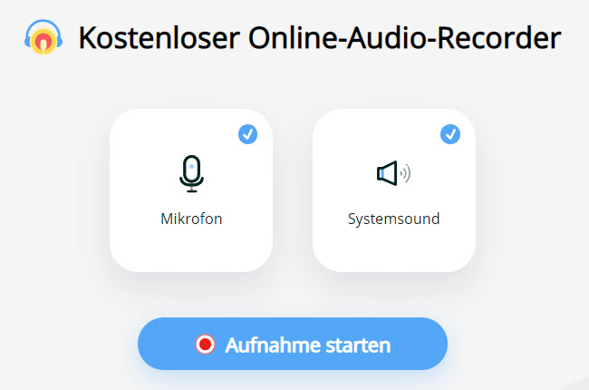 Audioquelle im Apowersoft Online Audio Recorder auswählen