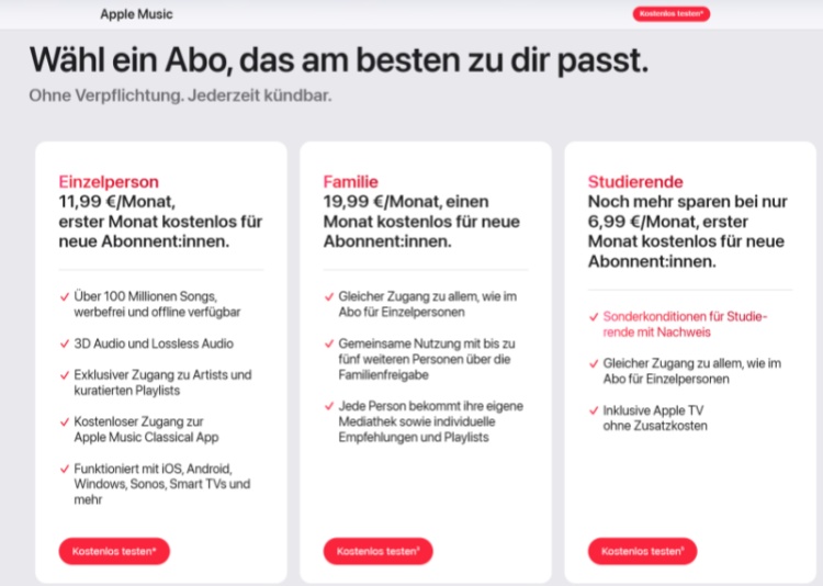 Apple Music-Familienabonnement