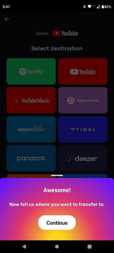 Apple Music-Plattform als Ziel auswählen