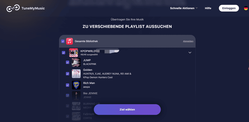 Apple Music Playlist auswählen