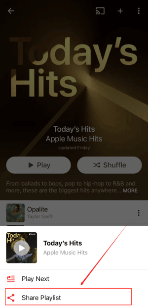 Playlist in der Apple Music Android App teilen
