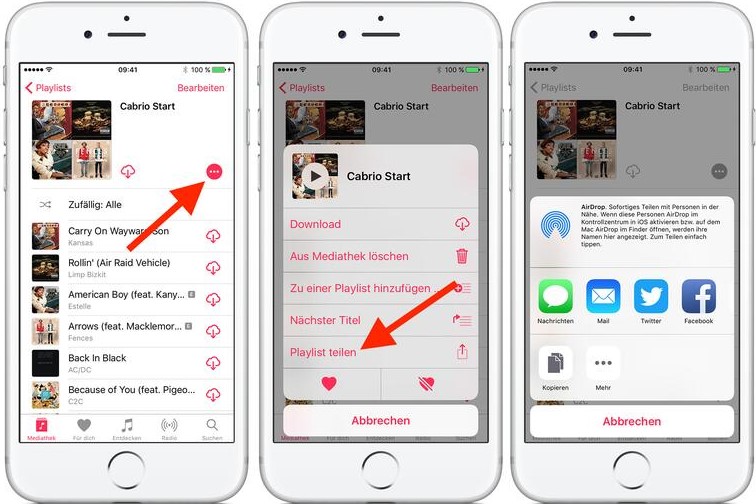 Apple Music Playlist auf iPhone teilen