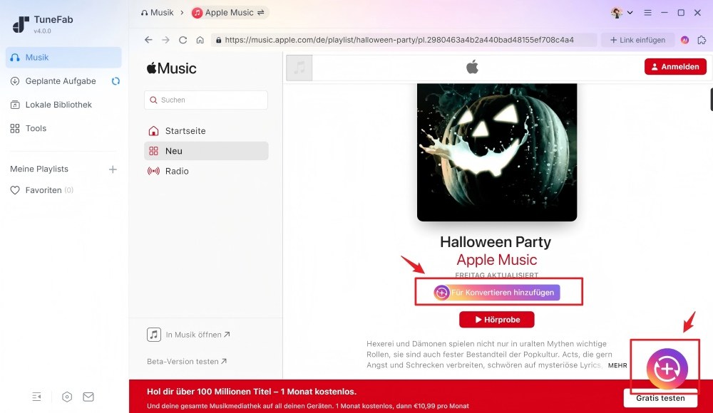 Apple Music Songs zur Liste hinzufügen