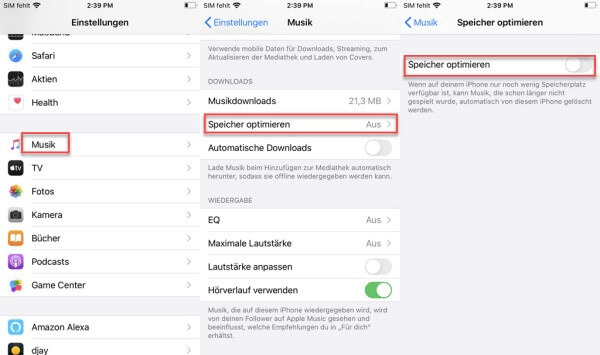 Apple Music Speicher optimieren