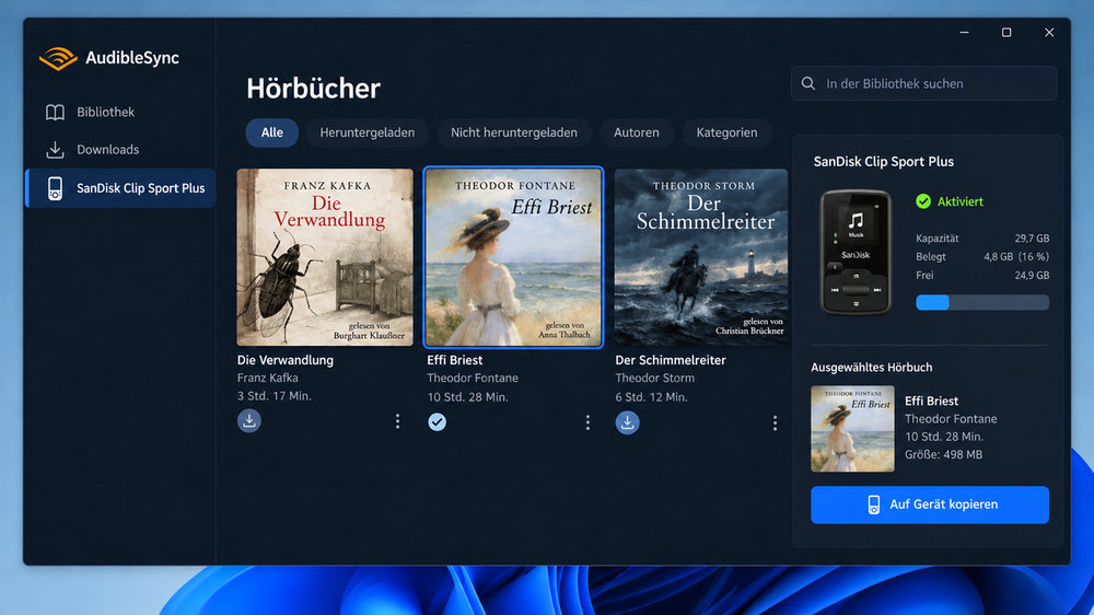 Unterstütztes Wiedergabegerät in AudibleSync auswählen