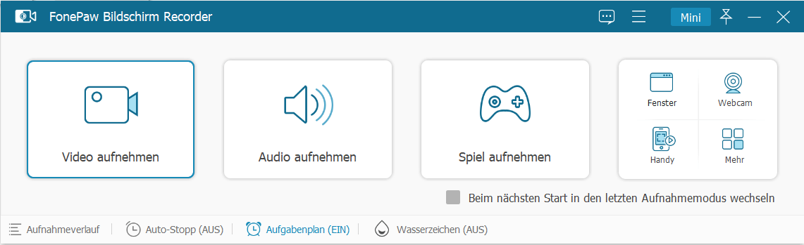 Die Option Audio Aufnehmen auswählen