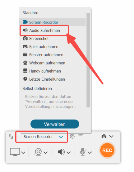 Systemton in FonePaw aktivieren und Mikrofon ausschalten