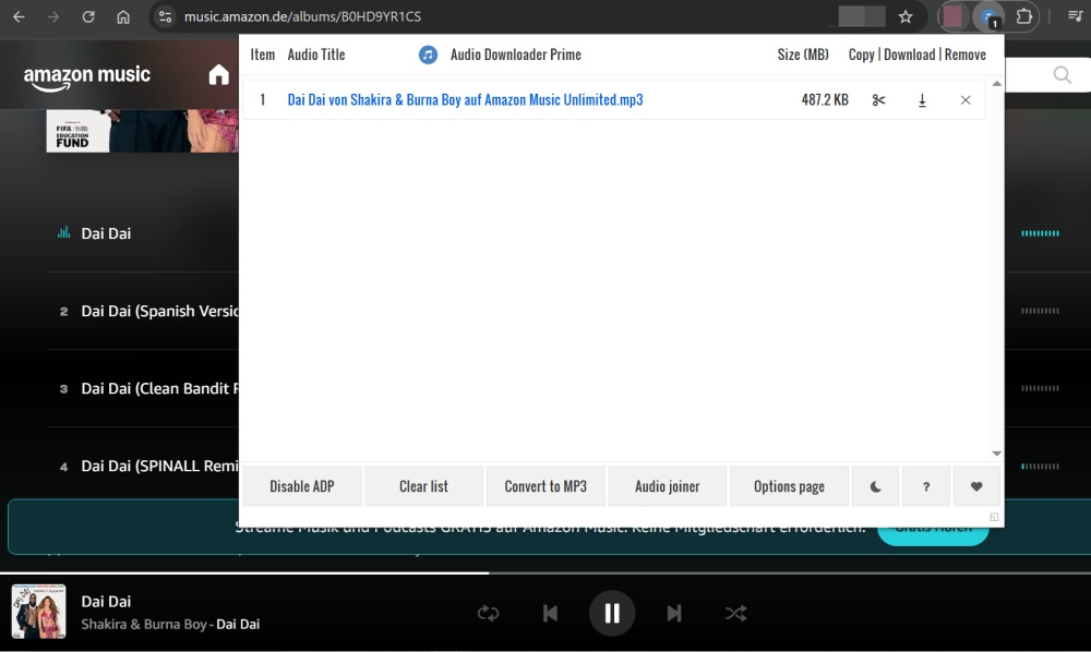 Audio Downloader Prime Chrome-Erweiterung