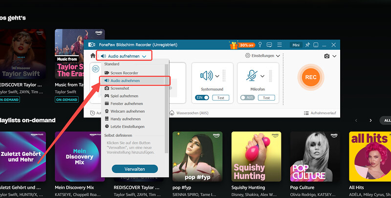 Audio Recorder in FonePaw auswählen