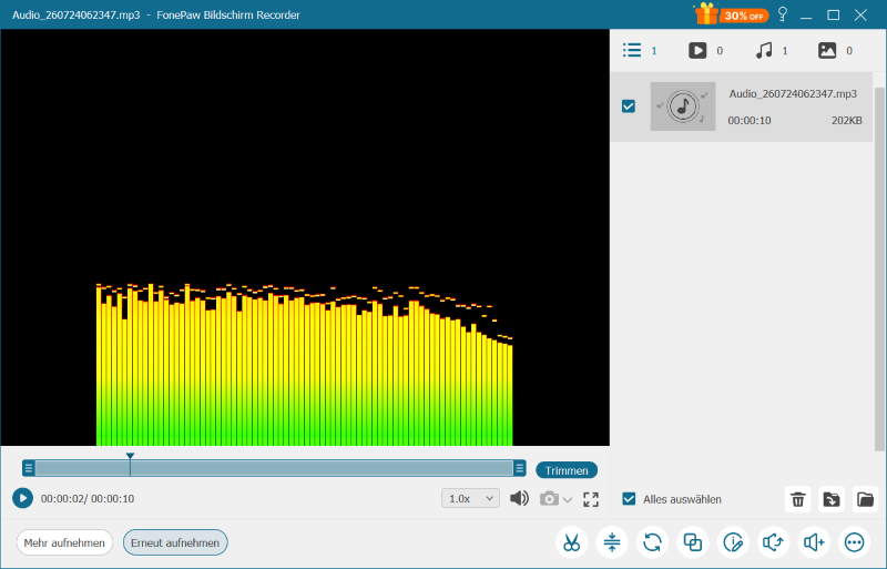 Audioaufnahme zuschneiden und als MP3 exportieren
