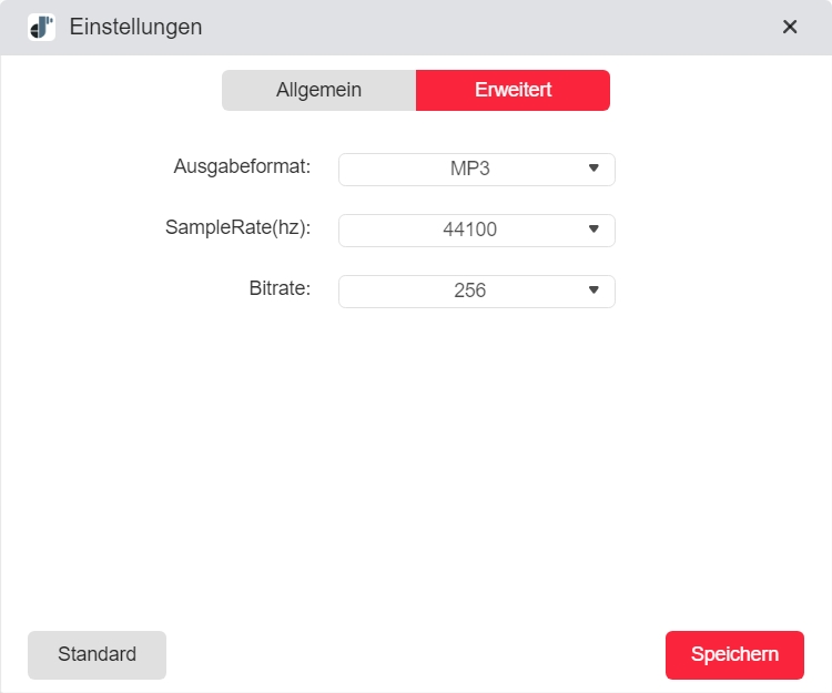 Musikausgabeformat in TuneFab