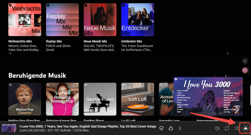 Auf den Pfeil klicken