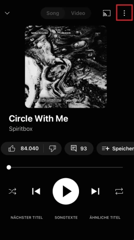 Auf die drei Punkt klicken in YouTube Music-App