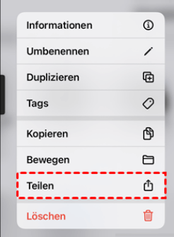 Auf die Teilen-Taste klicken