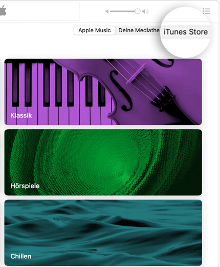 Auf die Schaltfläche iTunes Store klicken