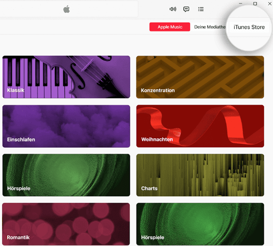 Auf die Schaltfläche iTunes Store klicken