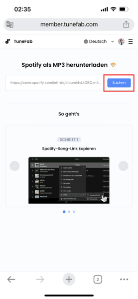Auf die Schaltfläche „Suchen“ klicken