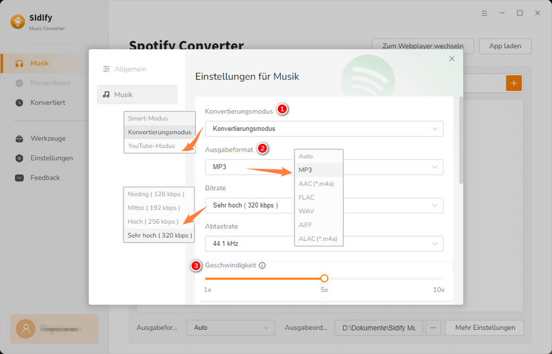 Ausgabeeinstellungen von Spotify festlegen