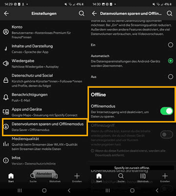 Bei Android Spotify Offline Modus aktivieren