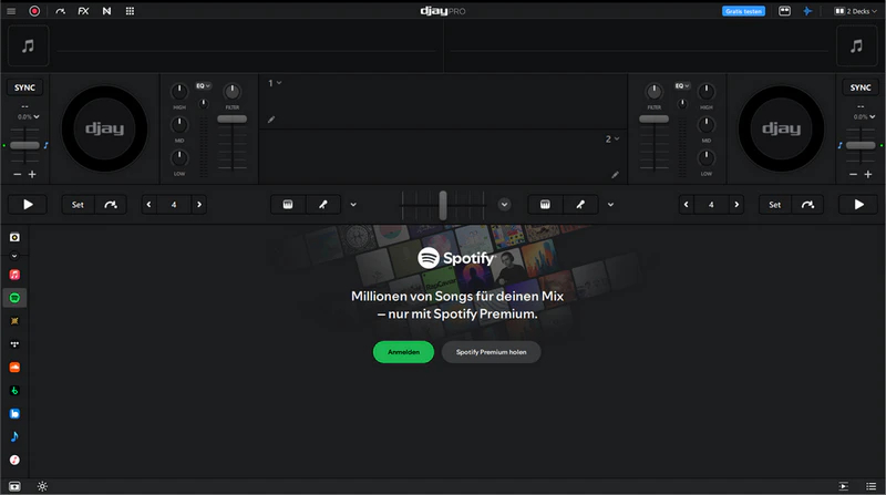 Bei djay pro mit dem Spotify-Konto anmelden