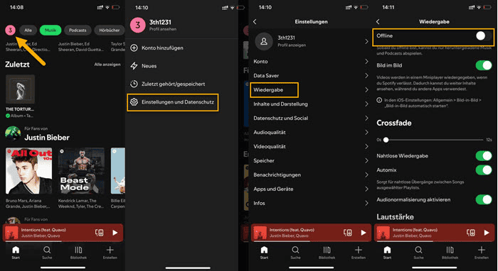 Bei iOS Spotify Offline-Modus aktivieren