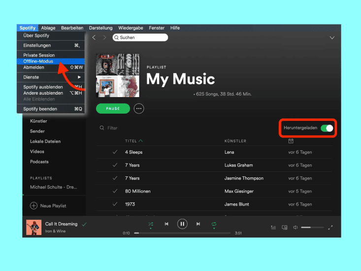 Bei macOS Spotify Offline Modus aktivieren