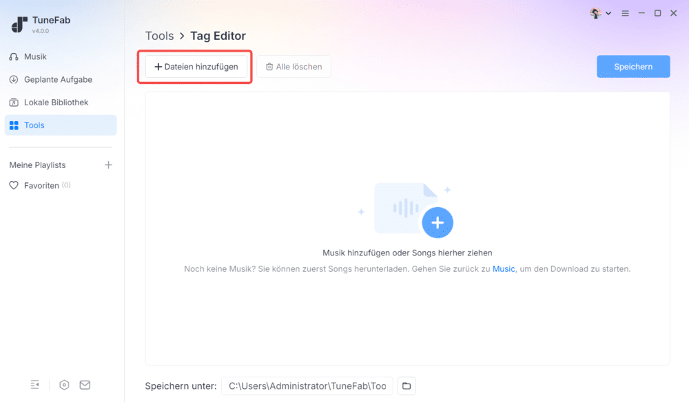 Bei Tag Editor Dateien hinzufügen