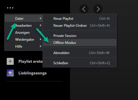 Bei Windows Spotify Offline Modus aktivieren