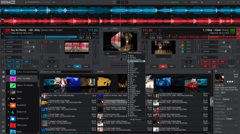 Benutzeroberfläche von Virtual DJ