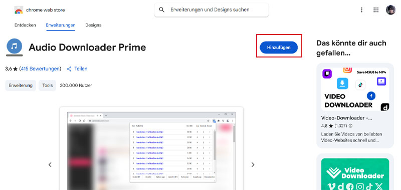 Chrome Erweiterung hinzufügen