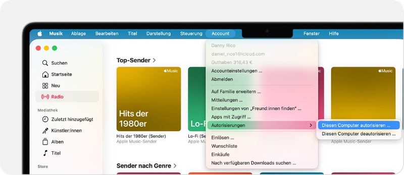 Computer für die Wiedergabe alter iTunes-Käufe autorisieren