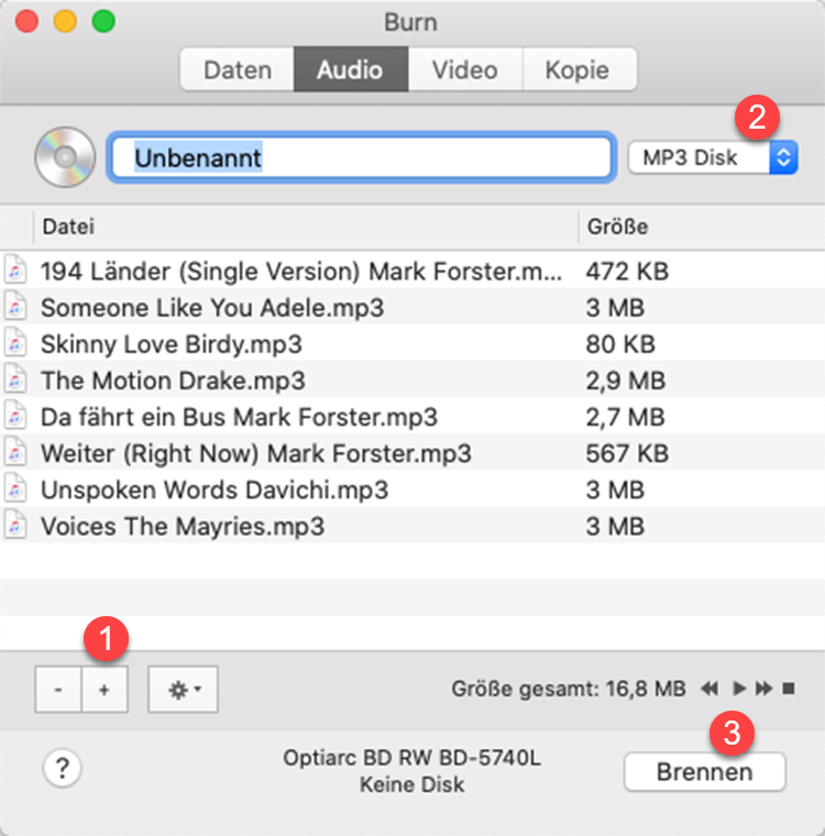 Mac Songs auf Burn hinzufügen