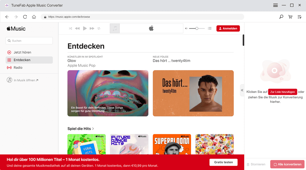 TuneFab Apple Music Converter Oberfläche