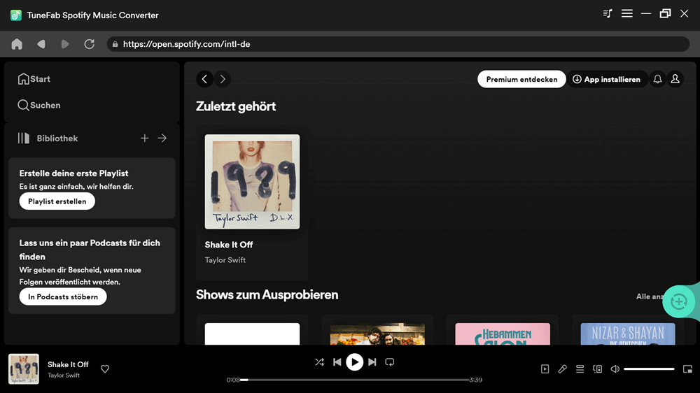 TuneFab Spotify Music Converter Oberfläche