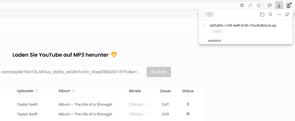 Das Download abgeschlossen ist