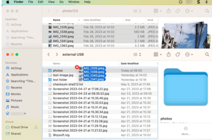 Dateien kopieren und einfügen auf Mac