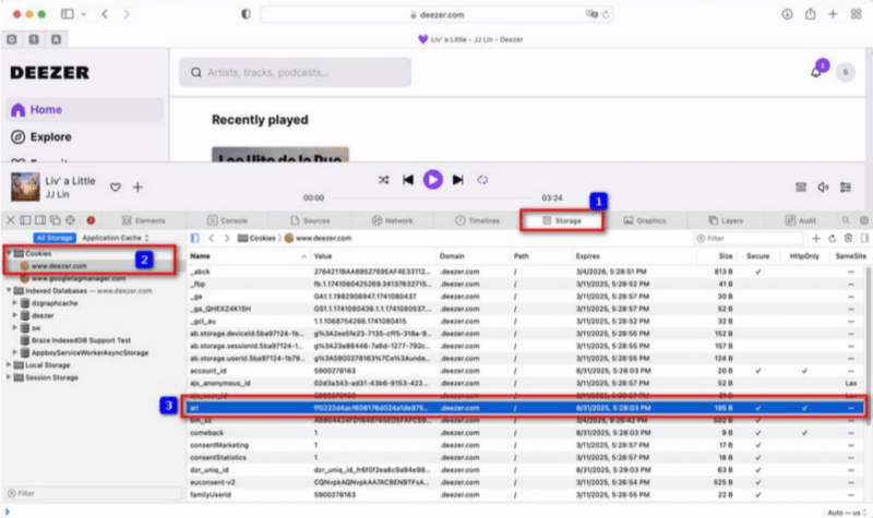 Deezer-Arls in Safari kopieren