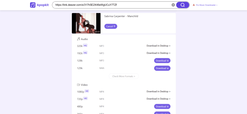 Deezer Musik mit Apopkit Online Downloader herunterladen