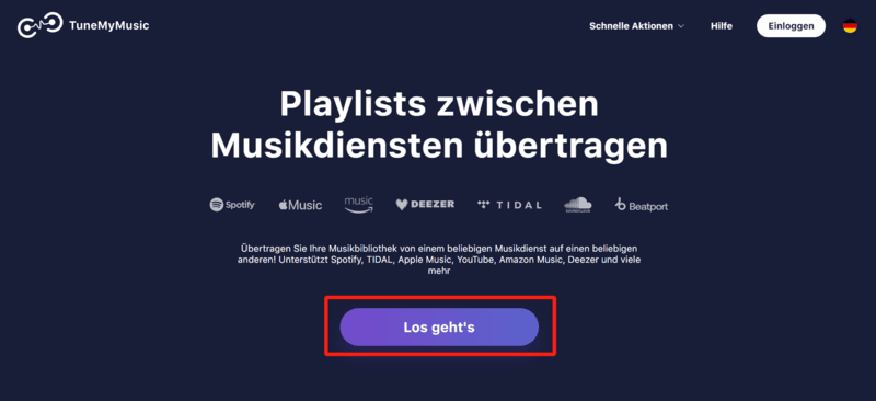 Deezer Playlist-Übertragung mit TuneMyMusic starten